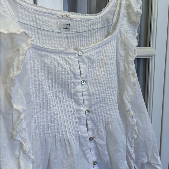 Wilfred White Ruffled Button-Front Blouse - Picture 3 of 3